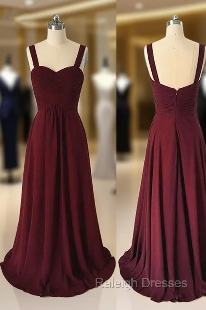 Simple Sweetheart Burgundy Long Prom Dress, Burgundy Evening Dress