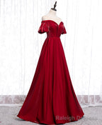 Simple Sweetheart Burgundy Satin Long Prom Dress, Burgundy Formal Graduation Dress