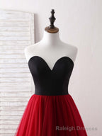 Simple Sweetheart Burgundy Tulle Long Prom Dress, Prom Dress