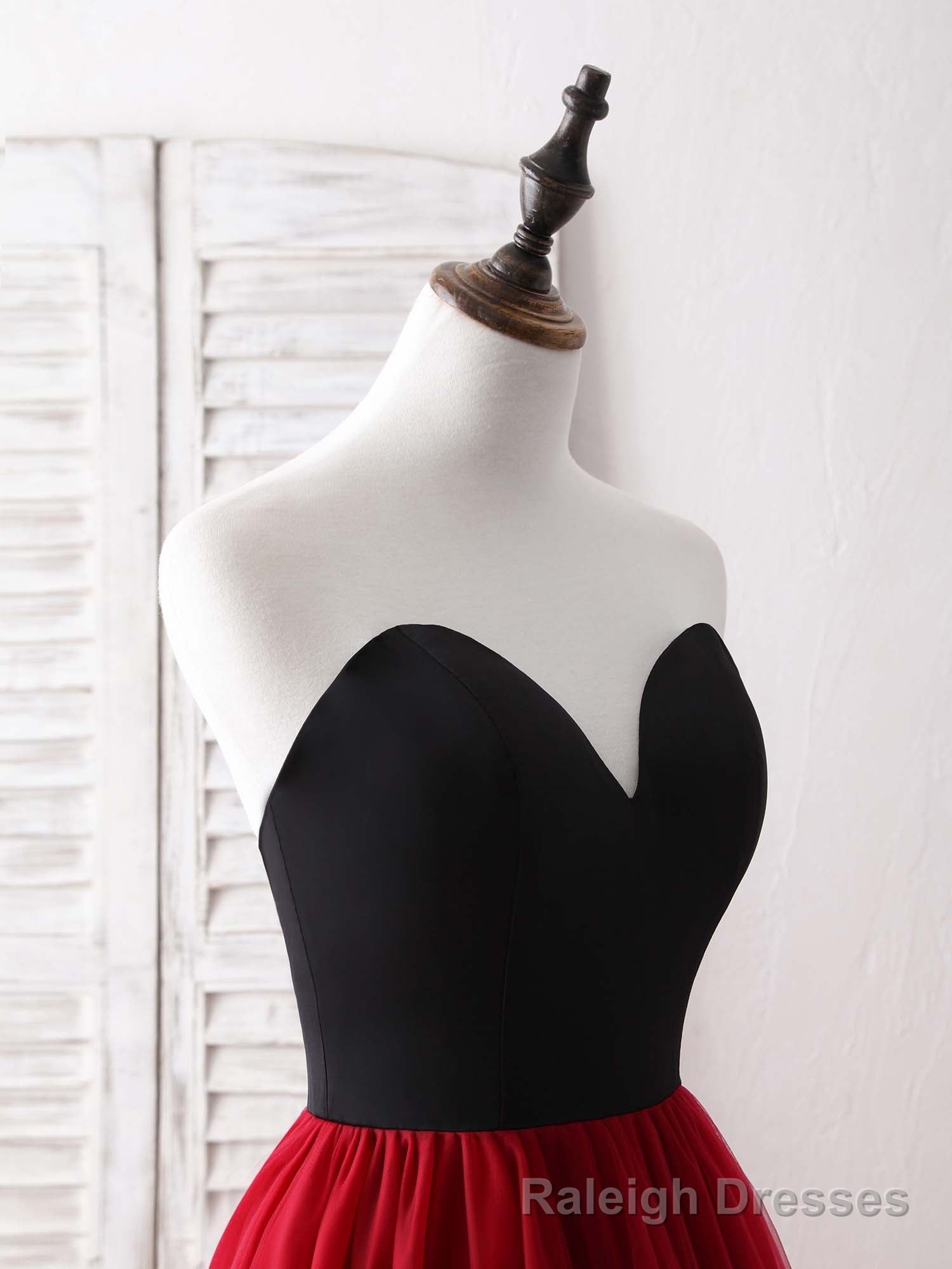 Simple Sweetheart Burgundy Tulle Long Prom Dress, Evening Dress