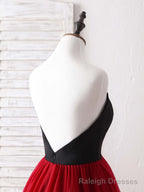 Simple Sweetheart Burgundy Tulle Long Prom Dress, Evening Dress