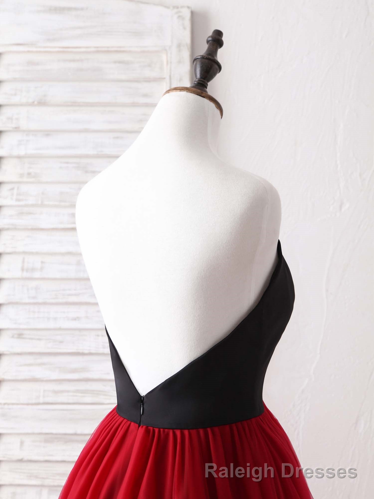 Simple Sweetheart Burgundy Tulle Long Prom Dress, Evening Dress