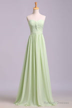 Simple Sweetheart Chiffon Prom Dresses Long Pleated Sleeveless Bridesmaid Dress