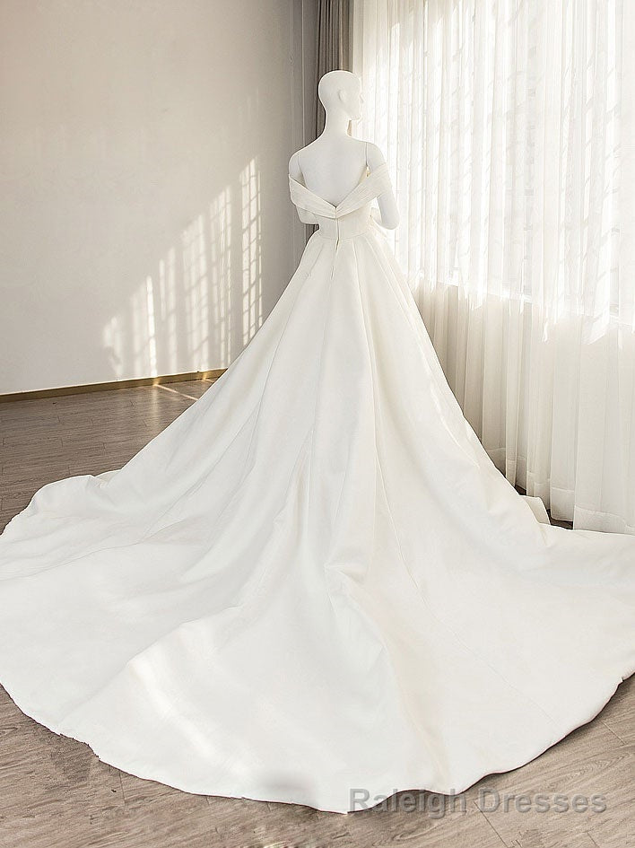 Simple sweetheart neck off shoulder long prom dress, white evening dress Secondary image