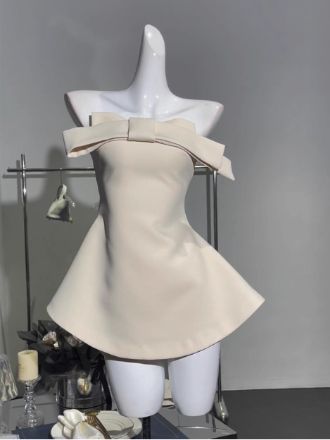 Simple Tube Top Bow Waist Birthday Skirt Homecoming Dress Secondary image