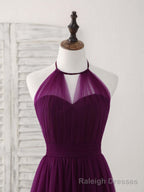 Simple Tulle A-Line Purple Long Prom Dress, Bridesmaid Dress