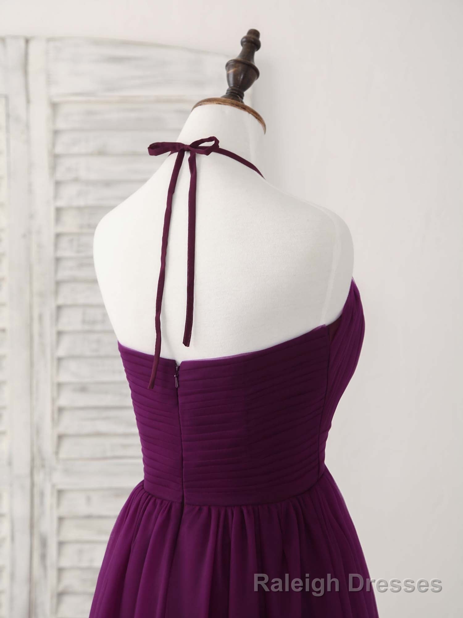 Simple Tulle A Line Purple Long Prom Dress, Bridesmaid Dress