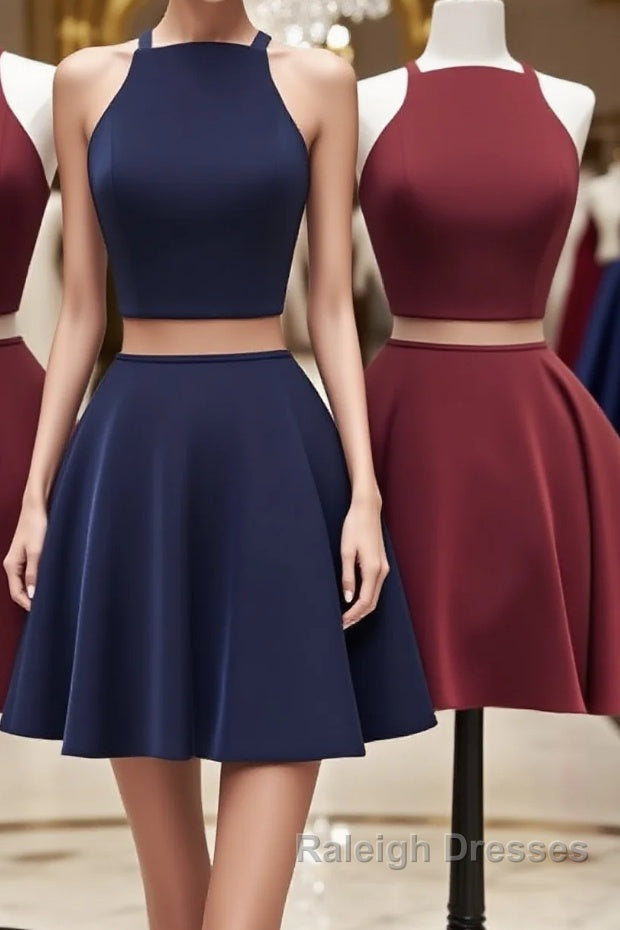 Simple two pieces short prom dress, homecoming dress Main image