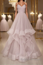 Simple v neck A-line tulle long prom dress sweet 16 dress