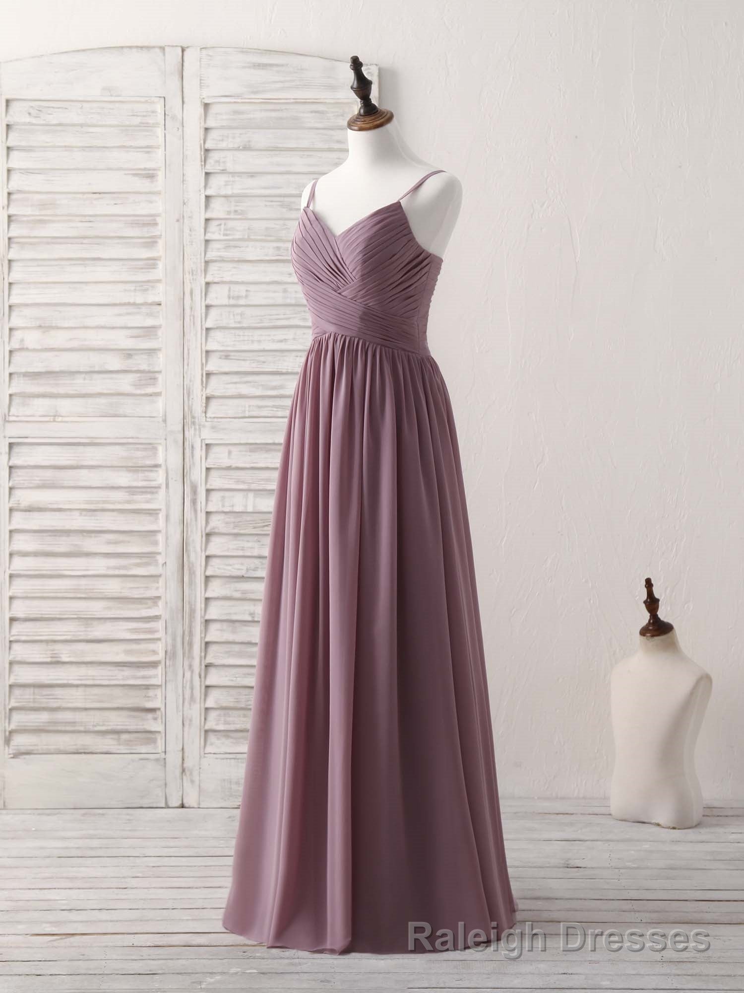 Simple V Neck Chiffon Long Prom Dress Dark Pink Bridesmaid Dress Secondary image
