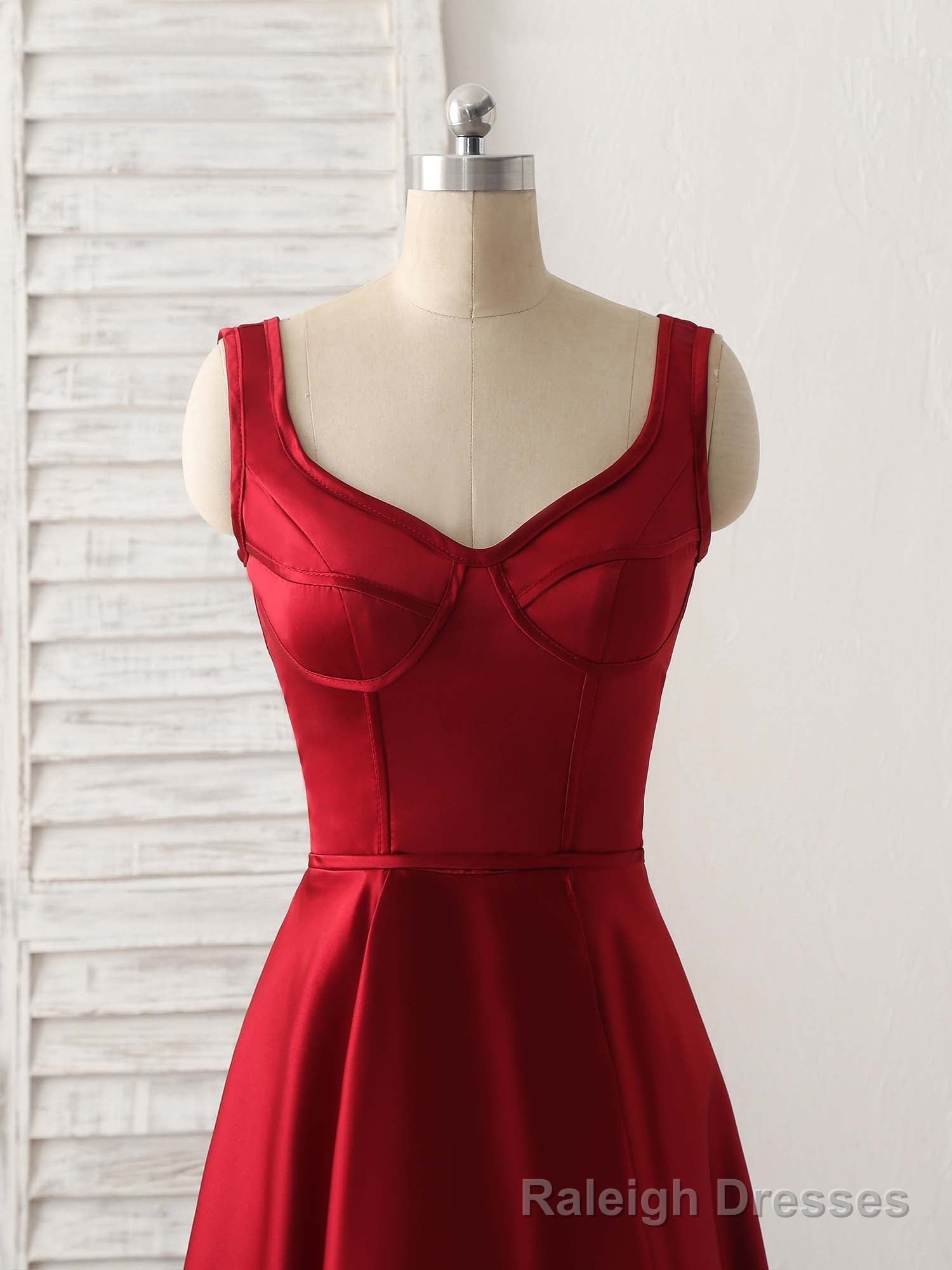 Simple V Neck High Low Prom Dress Burgundy Prom Dress
