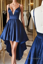 Simple v neck high low prom dress homecoming dress