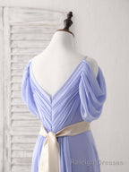 Simple V Neck Off Shoulder Chiffon Long Prom Dress