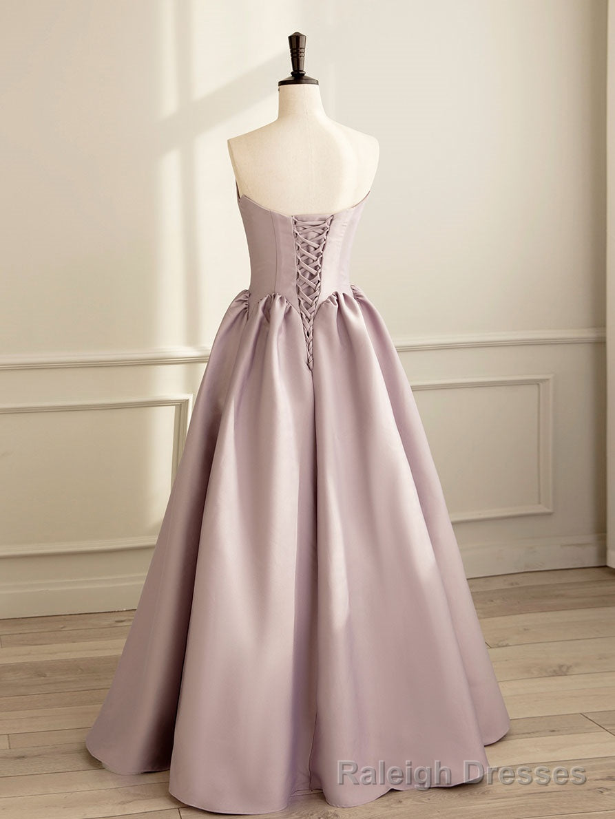 Simple V Neck Satin Pink Long Prom Dress, Satin Formal Evening Dress Secondary image
