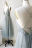 Simple V Neck Tulle Short A-Line Prom Dresseses