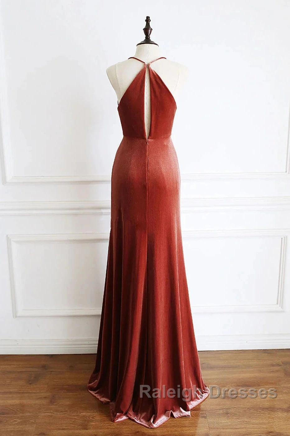 Simple V Neck Velvet Prom Dress Mermaid Long Wedding Guest Dresses Secondary image