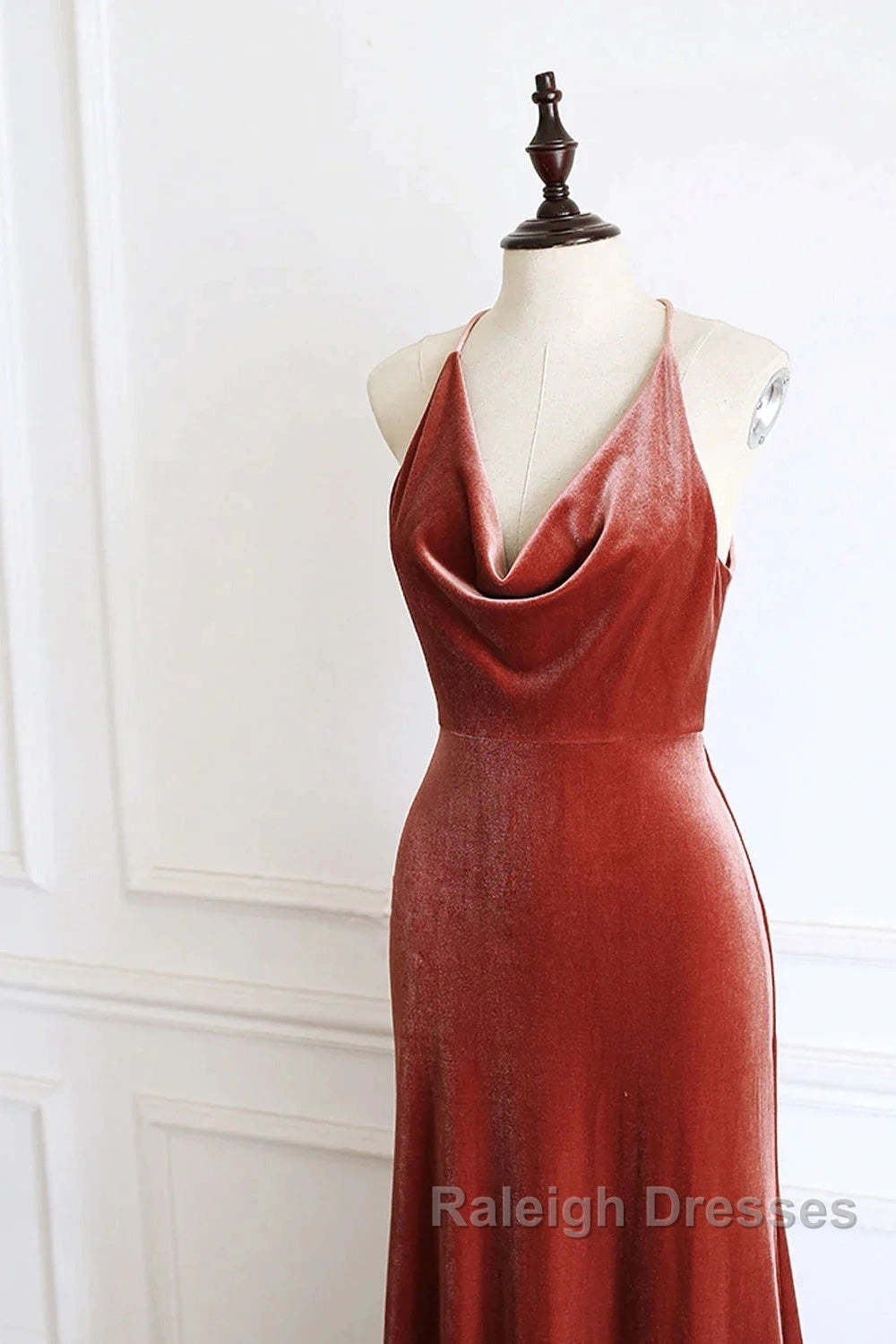 Simple V Neck Velvet Formal Dresses Mermaid Long Wedding Guest Dress