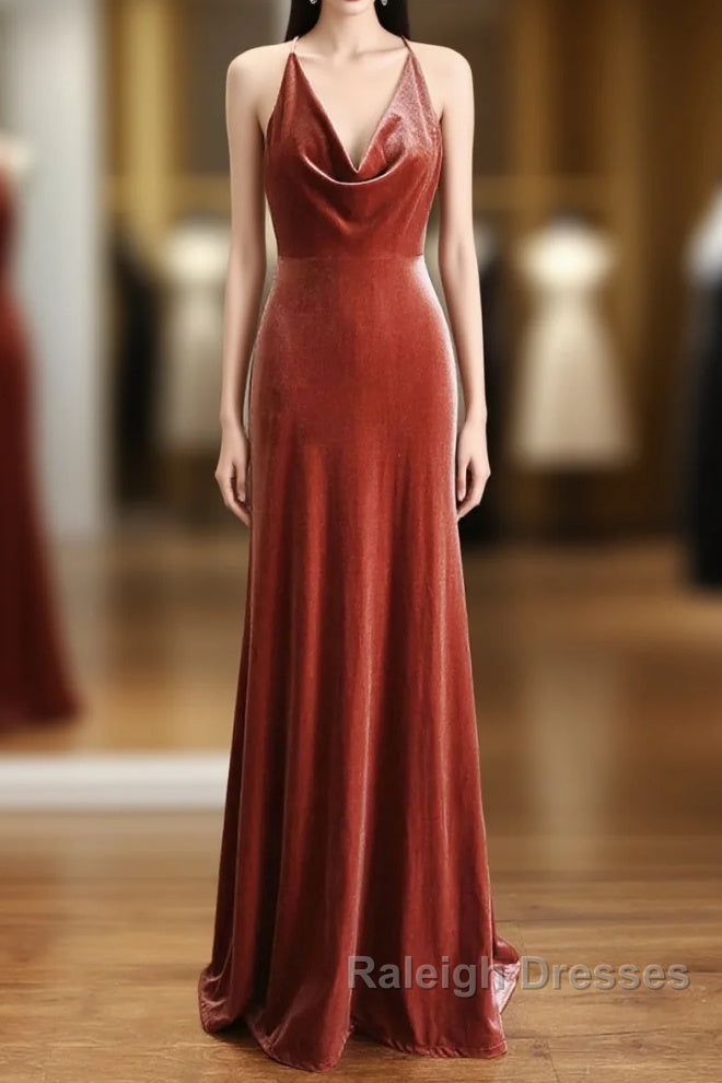 Simple V Neck Velvet Prom Dress Mermaid Long Wedding Guest Dresses Main image