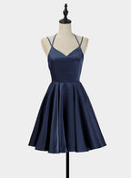 Simple V-Neckline Short Straps Halter Homecoming Dress Teen Dresses Summer Dresses