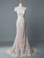 Simple Wedding Dresses Mermaid Jewel Neck Short Sleeves Floor Length Customized Lace Bridal Gown With Train