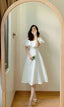 Simple White A Line Prom Prom Dress