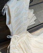 Simple A-Line Round Neck Light Apricot Lace Chiffon Prom Dresses Outfits