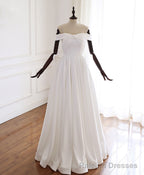 Simple White Off Shoulder Long Prom Dress White Prom Dress