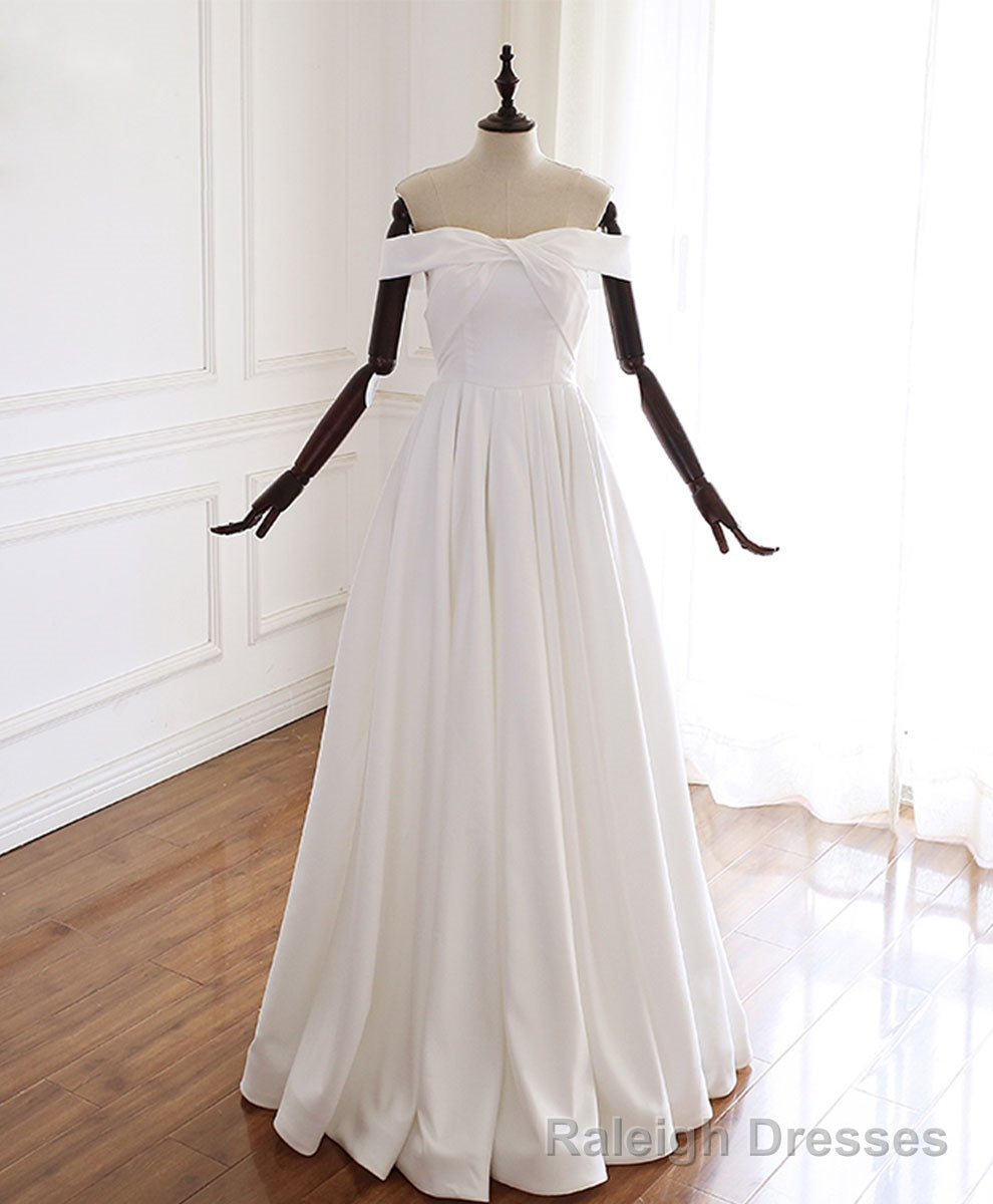 Simple White Off Shoulder Long Prom Dress White Prom Dress