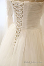 Simple white tulle long prom dress white tulle bridesmaid dress
