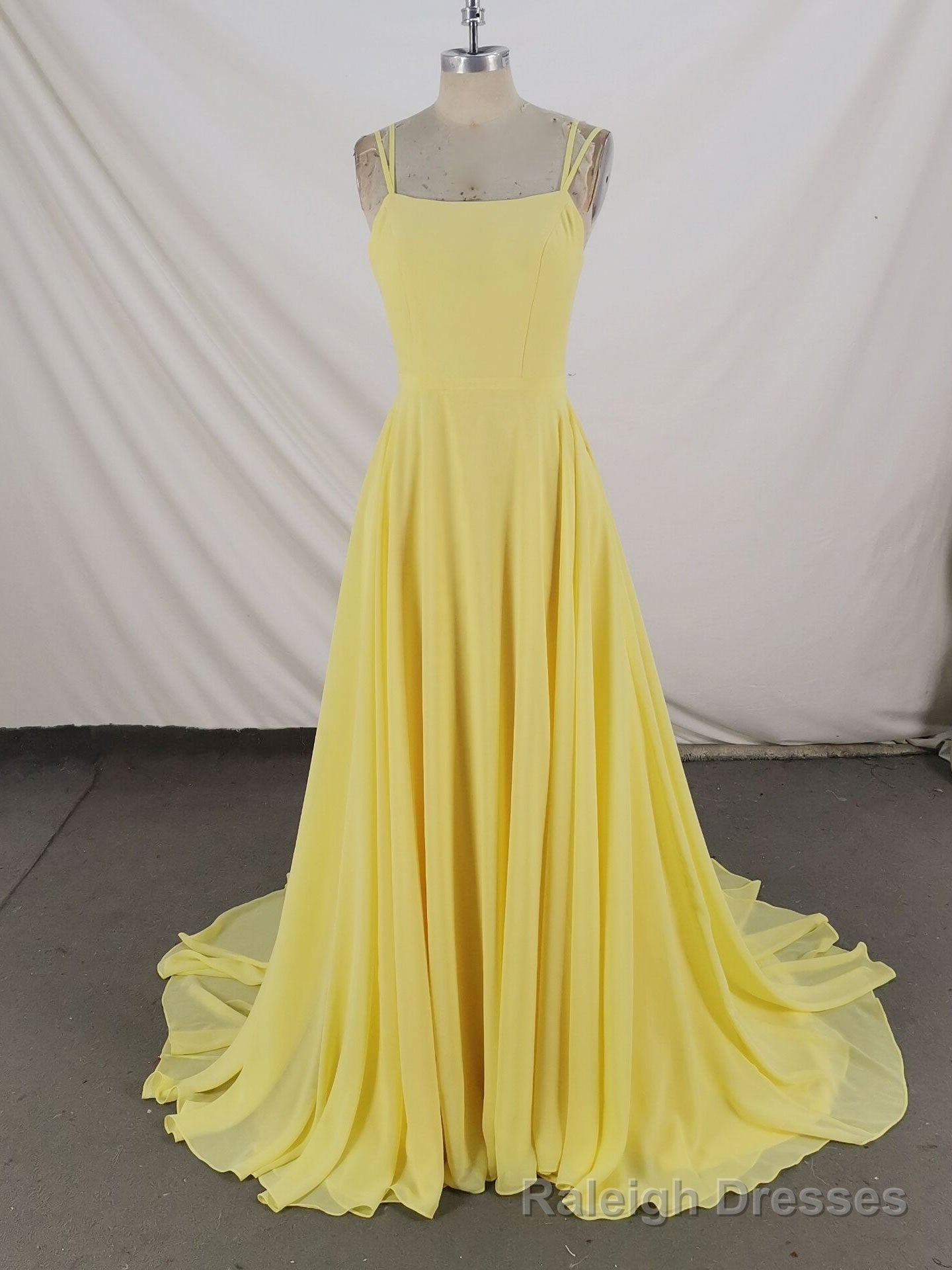 Simple Yellow Chiffon Long Prom Dress Yellow Evening Dress Main image