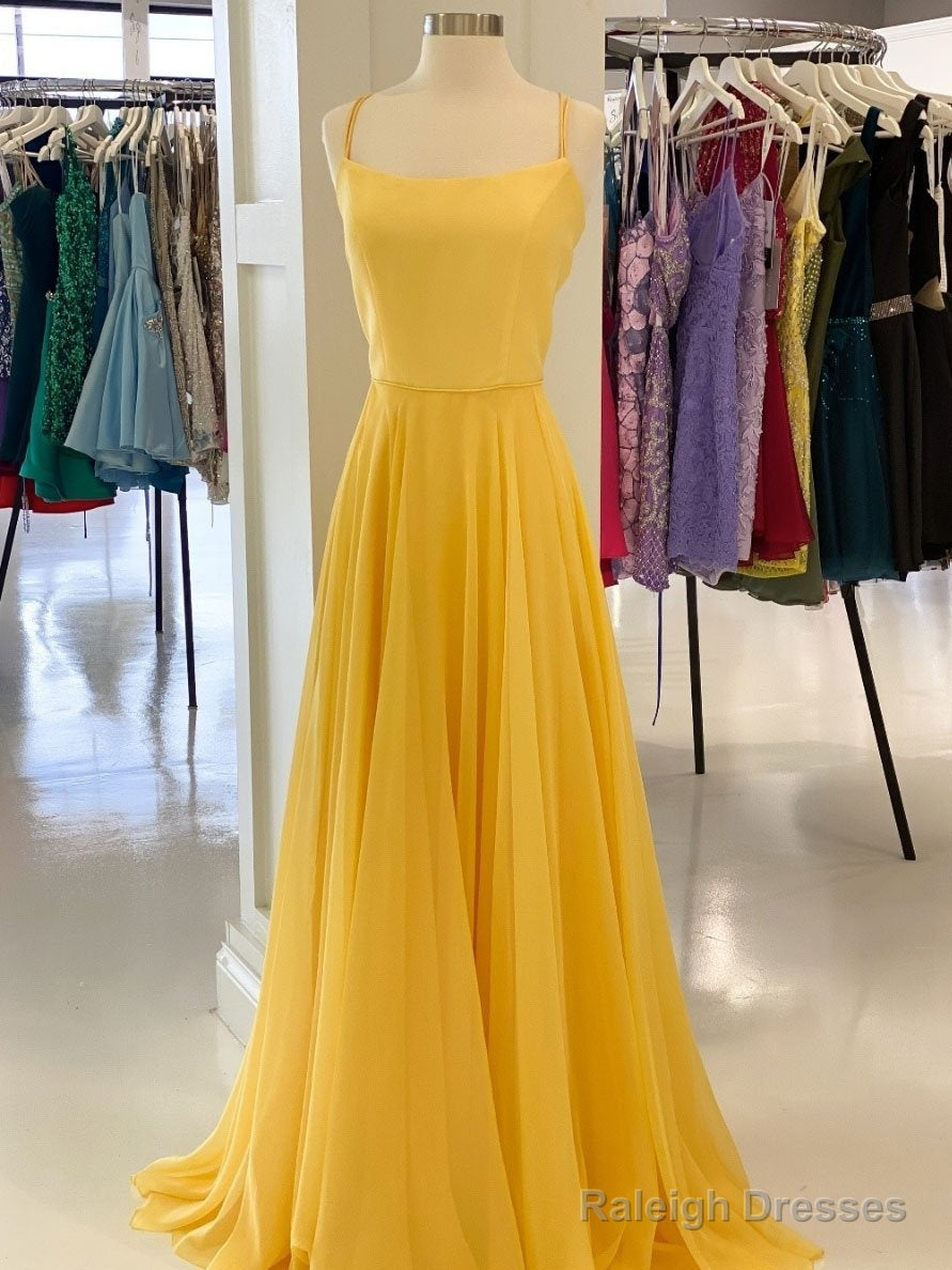 Simple Yellow Chiffon Long Prom Dress, Yellow Formal Dress    Nv12 Main image