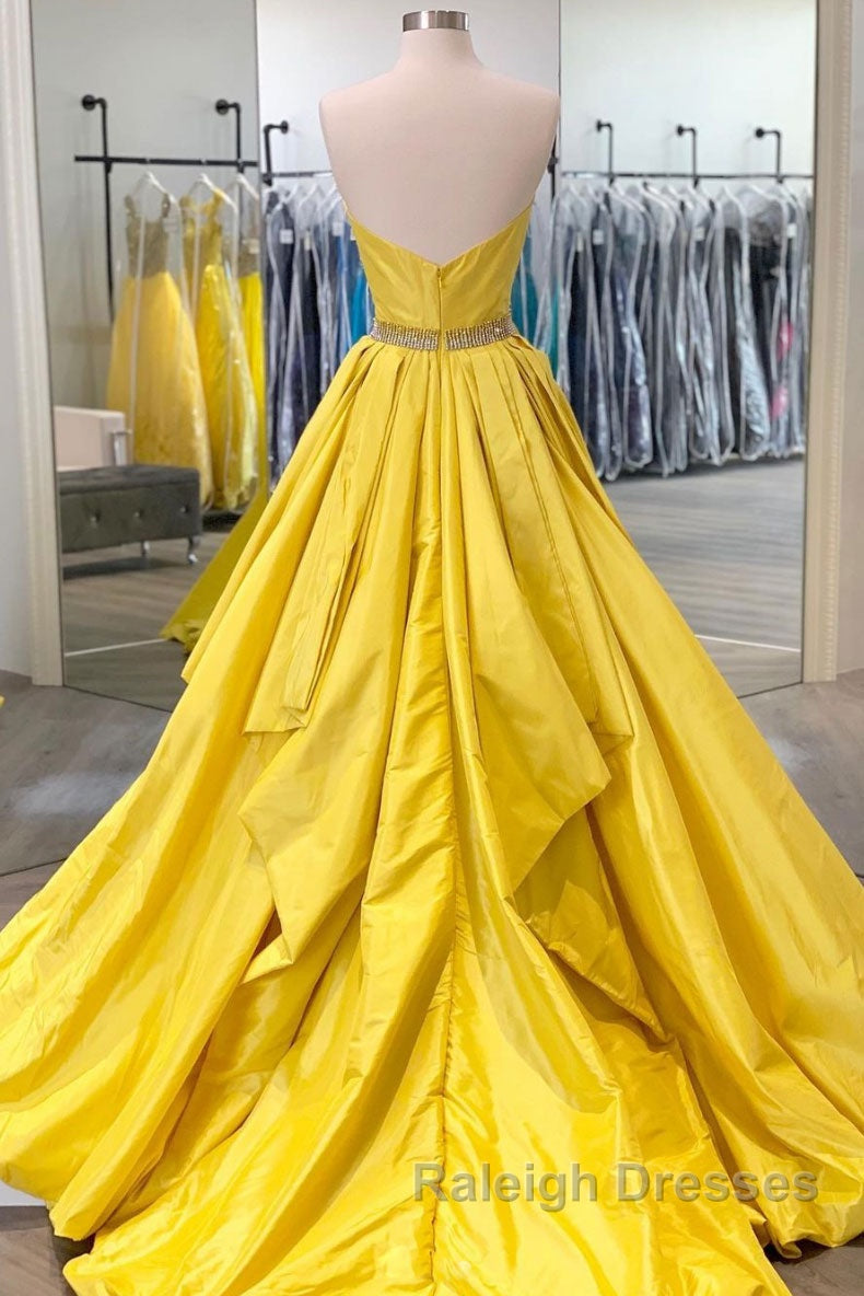Simple yellow satin long prom dress yellow evening dress Secondary image