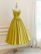 Simple Yellow Satin Short Prom Dresses Yellow Bridesmaid Dresses