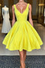 Simple yellow short prom dress, yellow homecoming dress
