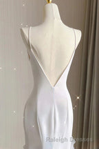 Simple Mermaid Prom Gown With Ruffles Spaghetti Straps Backless Dresses For Date