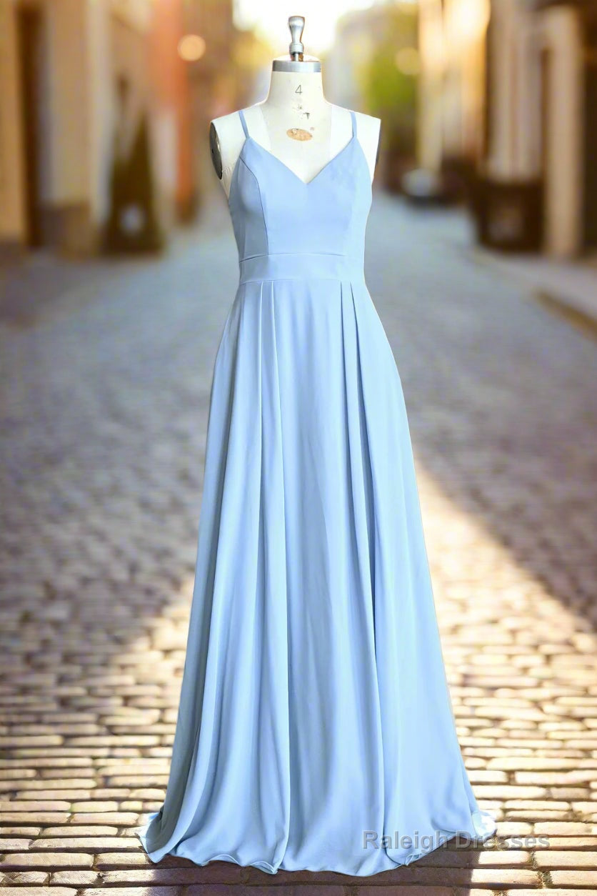 Sky Blue Chiffon Long Bridesmaid Dress Main image