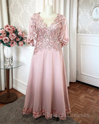 Sleeved Mother Of The Bride Dresses With 3D Flowers