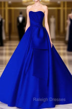 Sleeveless Ball Gowns Satin Dresses With Bow Sashes