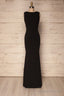 Sleeveless Black Scoop Neck Long Bridesmaids Dress