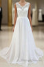 Sleeveless Long Chiffon Wedding Dress With Lace