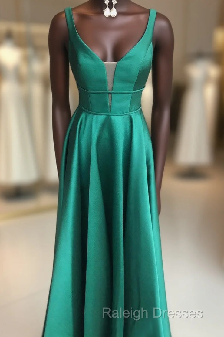 Sleeveless Satin Sweep Train Prom Dresses