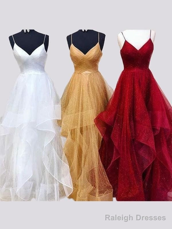 Sleeveless Spaghetti Straps Floor-Length Organza With Ruffles Dresses Secondary image