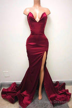 Sleeveless Sweetheart Front-Split Chic Sweep-Train Prom Prom Gown