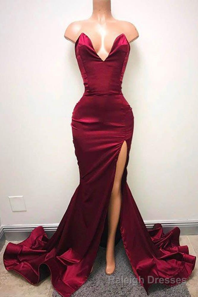 Sleeveless Sweetheart Front-Split Chic Sweep-Train Prom Prom Gown