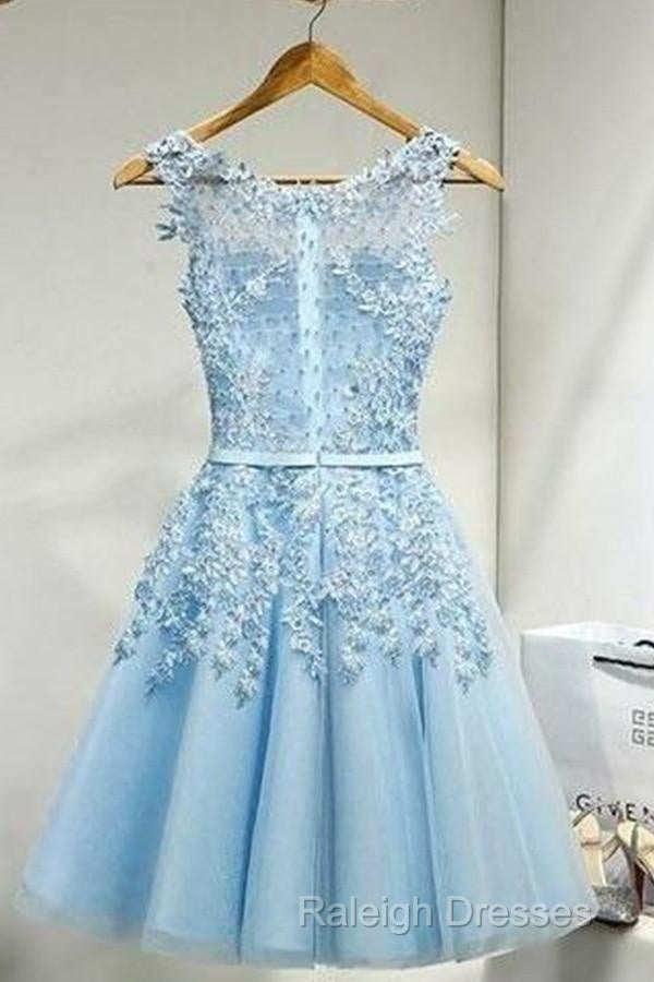 Sleeveless Tulle Homecoming Dress Short Prom Dress With Lace Appliques Secondary image