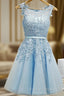 Sleeveless Tulle Homecoming Dress Short Prom Dress With Lace Appliques