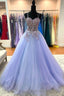 Spaghetti Strap Lace Prom Dress, Purple A Line Prom Dress