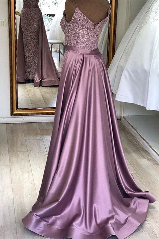 Spaghetti Strap Lilac Sleeveless Evening Dress With Overskirt Chic V-Back Prom Party Gowns With Gorgeous Lace Appliques Secondary image