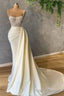 Spaghetti strap Mermaid Sweetheart Sleeveless Sequined Beaded Floor Length Prom Dress