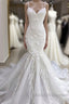 Spaghetti Strap Real Model White Mermaid Wedding Dresses with AmazingLace Appliques